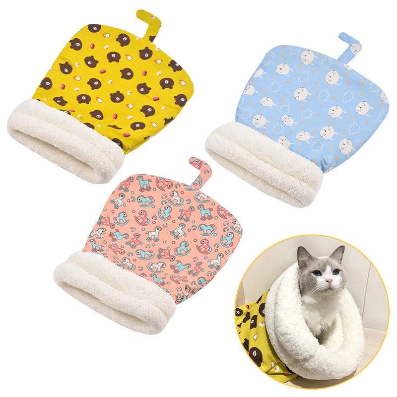 Cozy Cat Sleeping Bag - hooded plush cat bed product photo 1