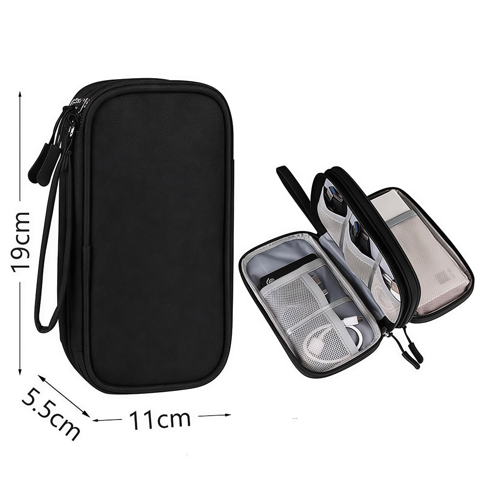 Personalized custom-made printed storage bag, double zipped travel cable storage bag, used for storing USB C cables, mobile power banks and headphones.