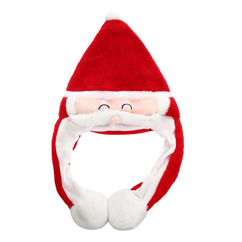 Santa Airbag Plush Hat, Press Ears Move Christmas Santa Hat, Funny Interactive Xmas Party Costume Hat for Adults