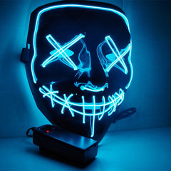 Halloween Purge LED Light Up Mask, Scary X‑Eyes EL Wire Glowing Mask for Cosplay Party Costume