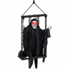Halloween cage with sound-controlled ghost decorations
