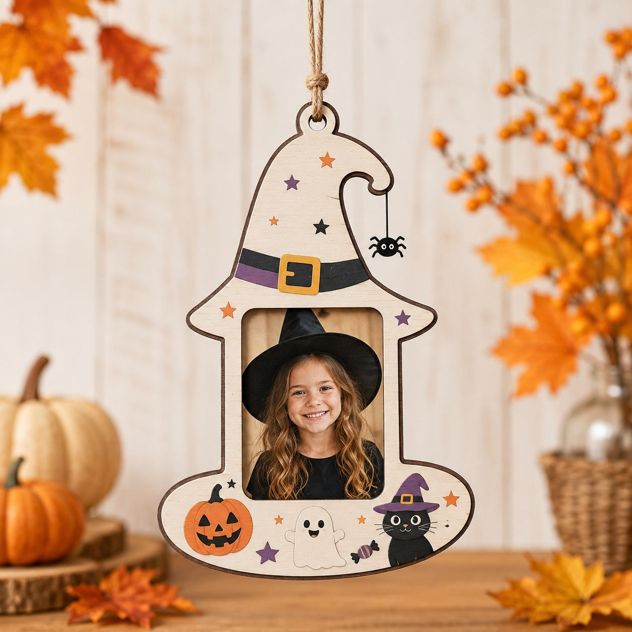 Halloween wooden photo frame decorations, wall-mounted photo frames, suitable for indoor decoration