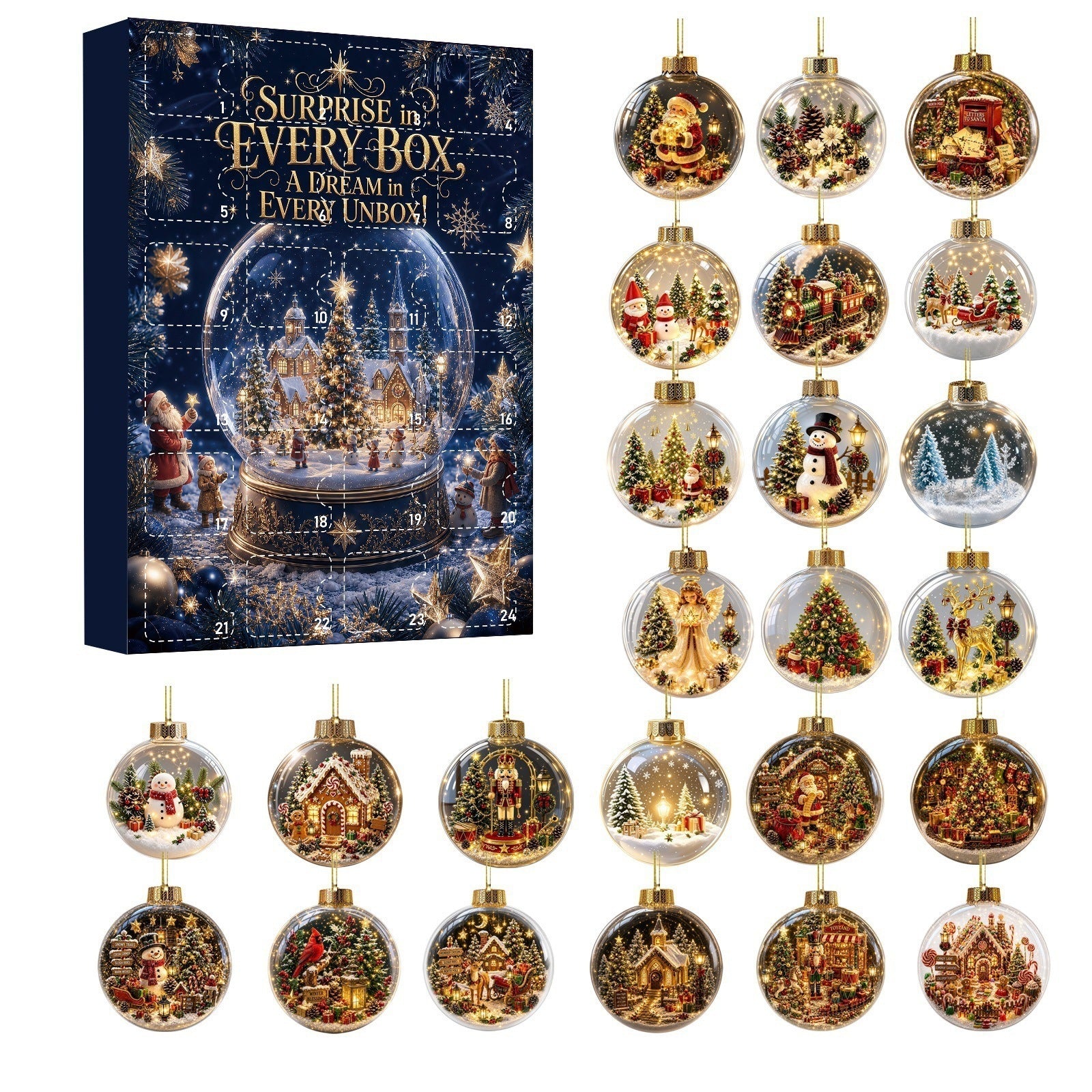 24 Days of Christmas Magic – Glass Ball Ornament Advent Calendar Countdown Box