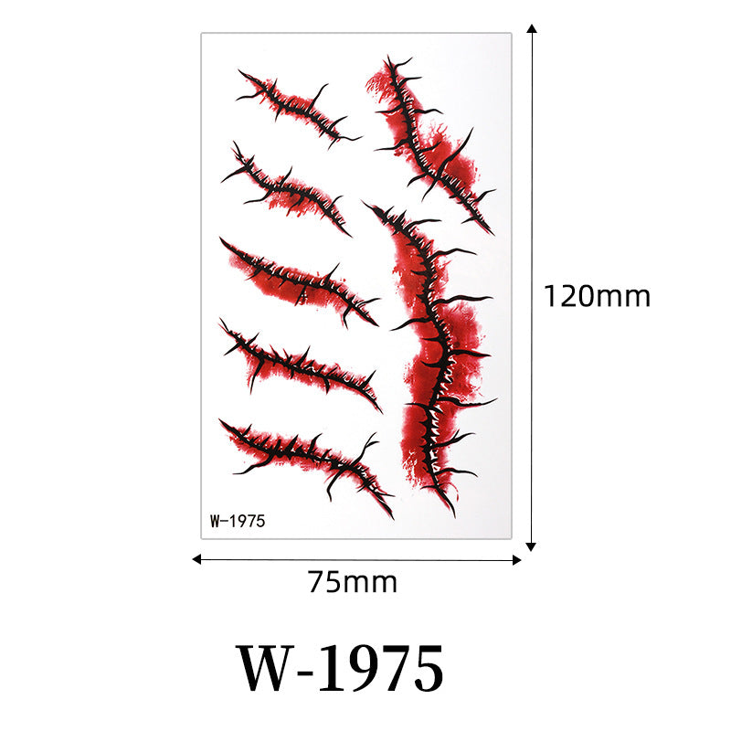 Halloween horror surgical thread wound tattoo sticker