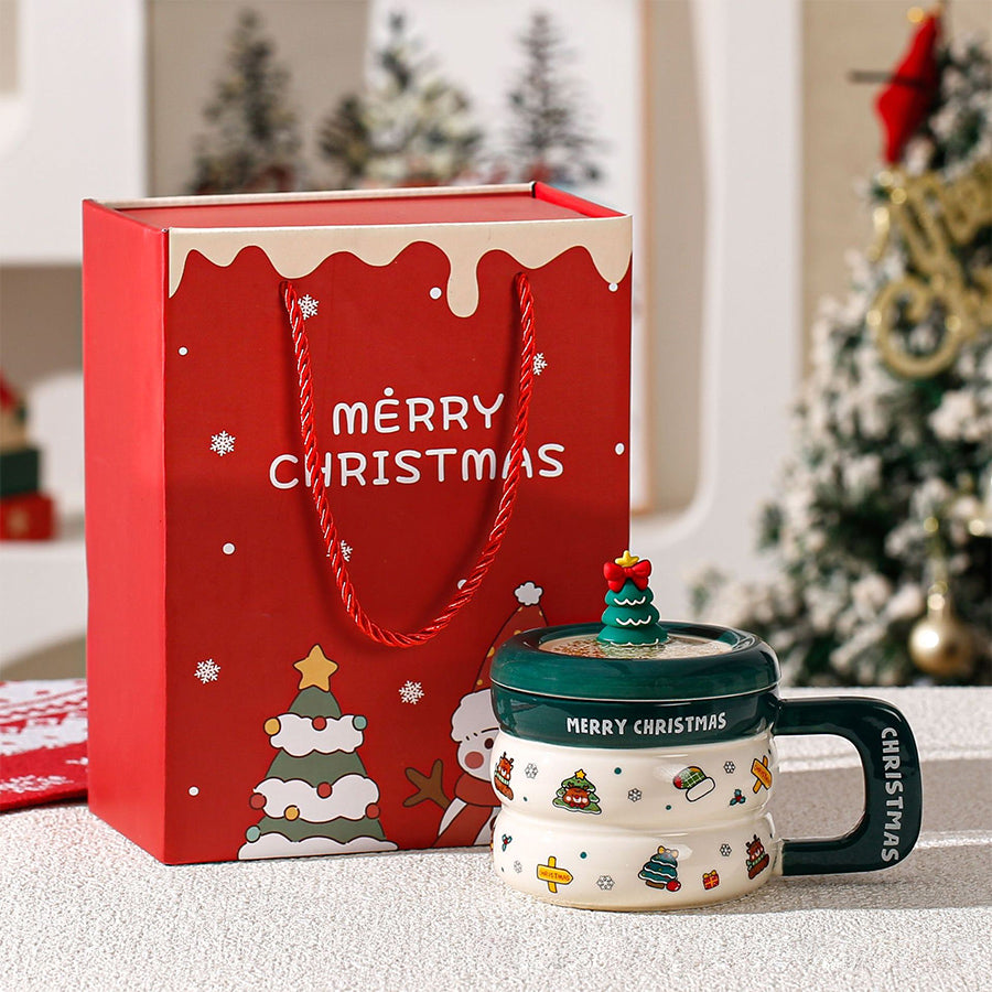 Santa Lid Christmas Mug – Ceramic Holiday Cocoa Cup That Comes Ready to Gift
