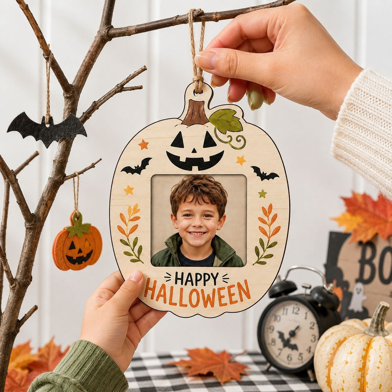 Halloween wooden photo frame decorations, wall-mounted photo frames, suitable for indoor decoration
