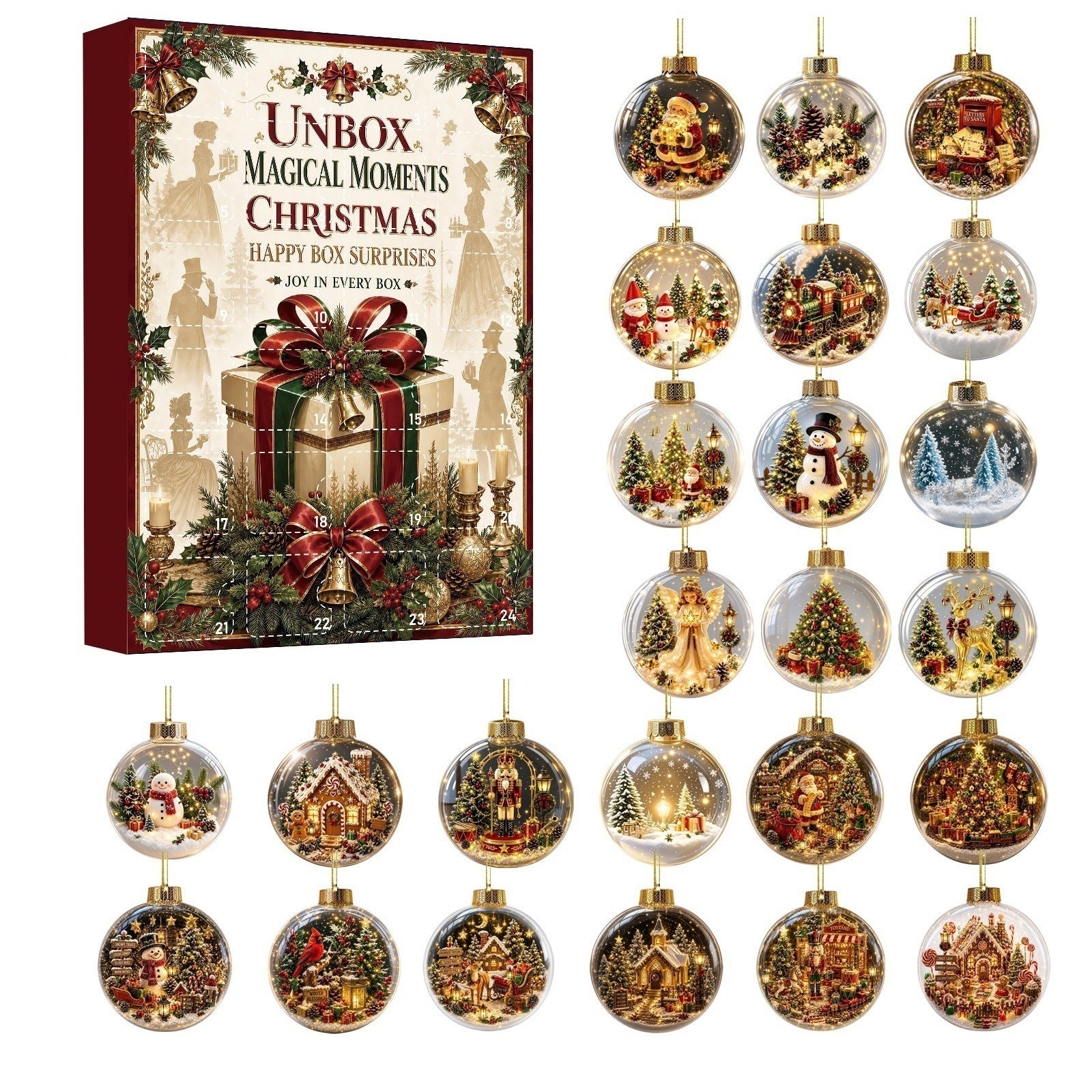 24 Days of Christmas Magic – Glass Ball Ornament Advent Calendar Countdown Box