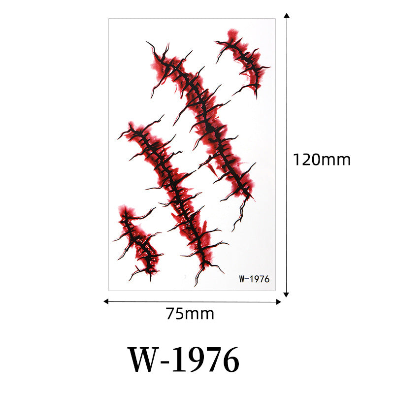 Halloween horror surgical thread wound tattoo sticker