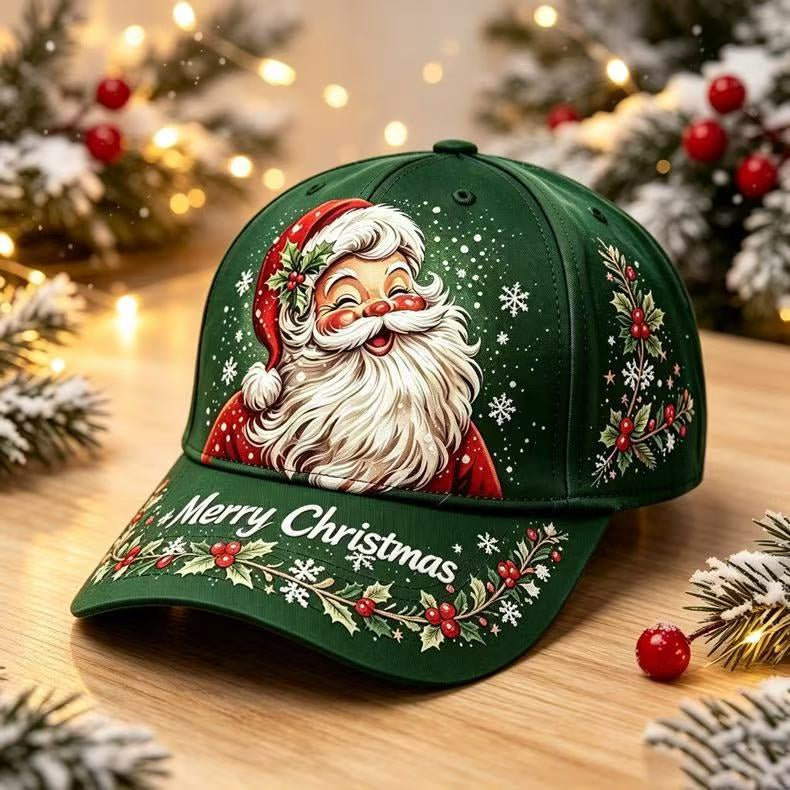 Christmas full-color digital printed baseball cap, Santa Claus, elk, gingerbread man, holiday beanie hat