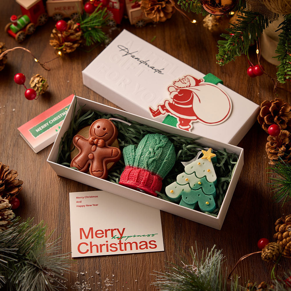 Christmas candle gift set, 3 handcrafted scented candles