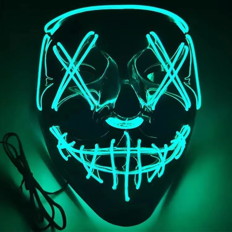 Halloween Purge LED Light Up Mask, Scary X‑Eyes EL Wire Glowing Mask for Cosplay Party Costume