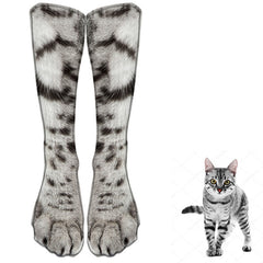 3D Animal Paw Print Socks, Novelty Realistic Animal Feet Crew Socks, Funny Tiger Cat Dog Paw Socks for Halloween Cosplay Party, Prank Gift for Men Women