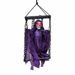 Halloween cage with sound-controlled ghost decorations