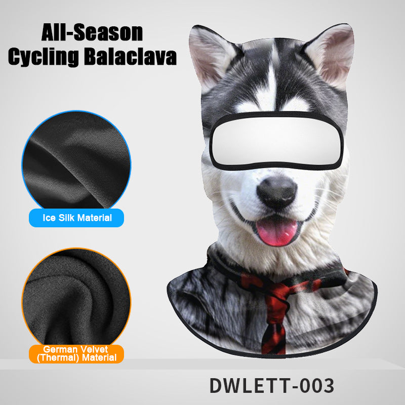 All-Season Cycling Balaclava Face Mask – Breathable Ice Silk & Thermal Velvet Ski Mask, Full Coverage Animal Print Neck Gaiter for Men Women, Motorcycle Helmet Liner for Skiing Riding Hiking