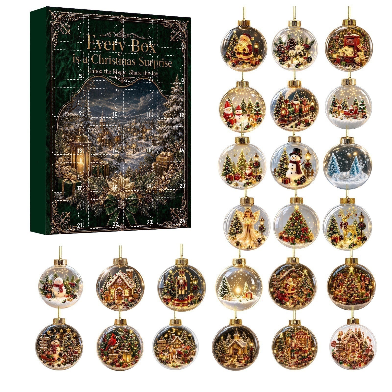 24 Days of Christmas Magic – Glass Ball Ornament Advent Calendar Countdown Box