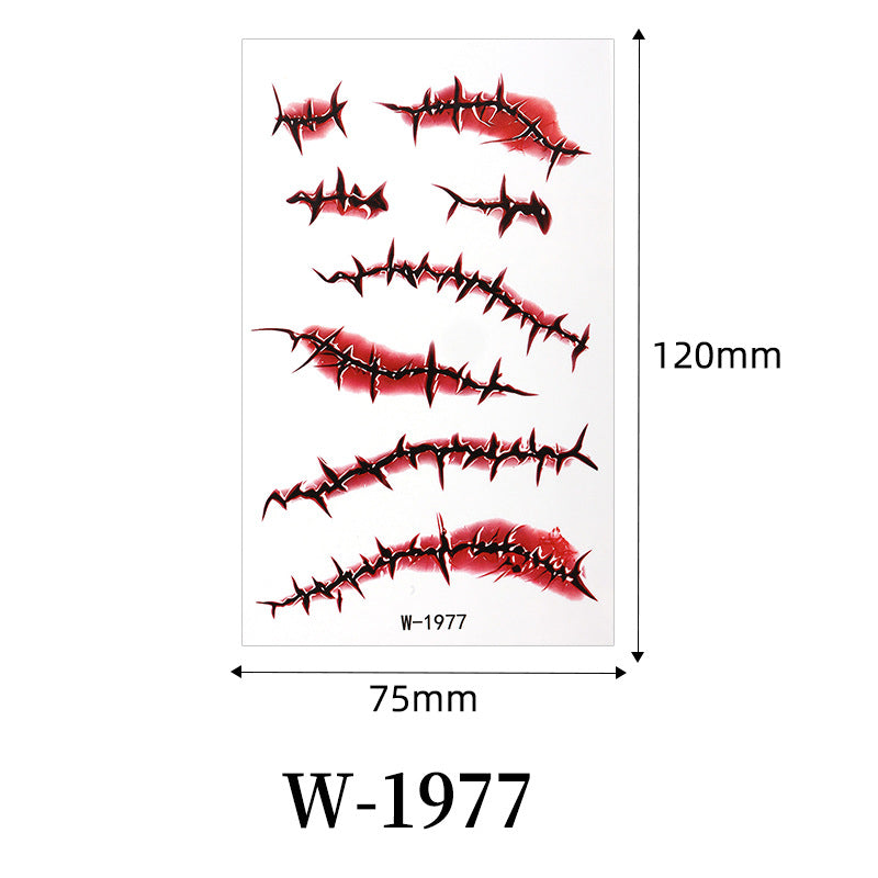 Halloween horror surgical thread wound tattoo sticker