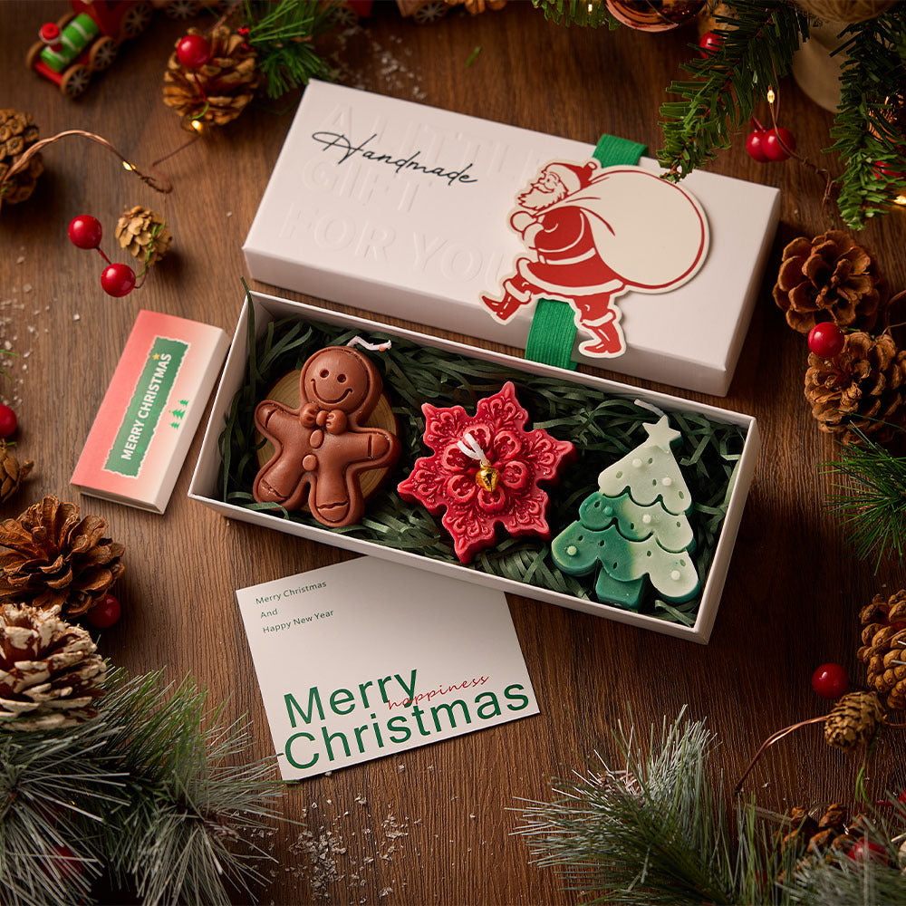 Christmas candle gift set, 3 handcrafted scented candles