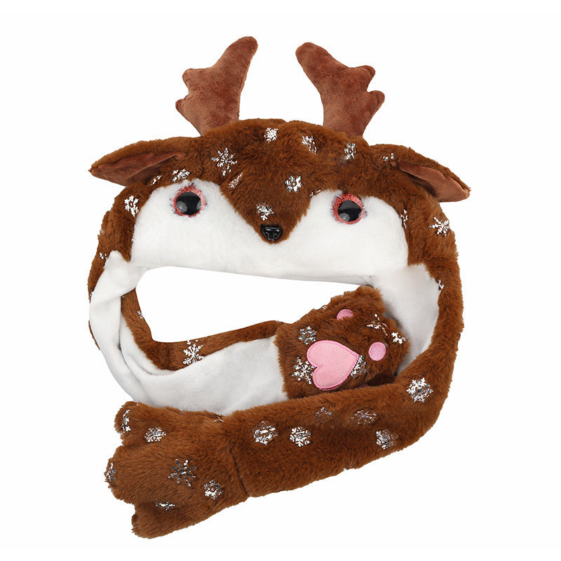 Santa Airbag Plush Hat, Press Ears Move Christmas Santa Hat, Funny Interactive Xmas Party Costume Hat for Adults