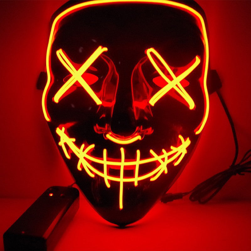 Halloween Purge LED Light Up Mask, Scary X‑Eyes EL Wire Glowing Mask for Cosplay Party Costume