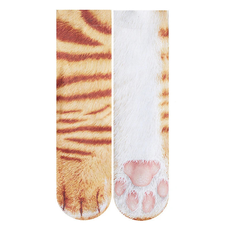3D Animal Paw Print Socks, Novelty Realistic Animal Feet Crew Socks, Funny Tiger Cat Dog Paw Socks for Halloween Cosplay Party, Prank Gift for Men Women