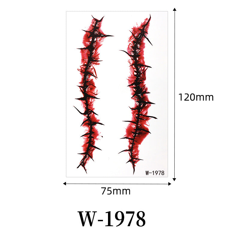 Halloween horror surgical thread wound tattoo sticker