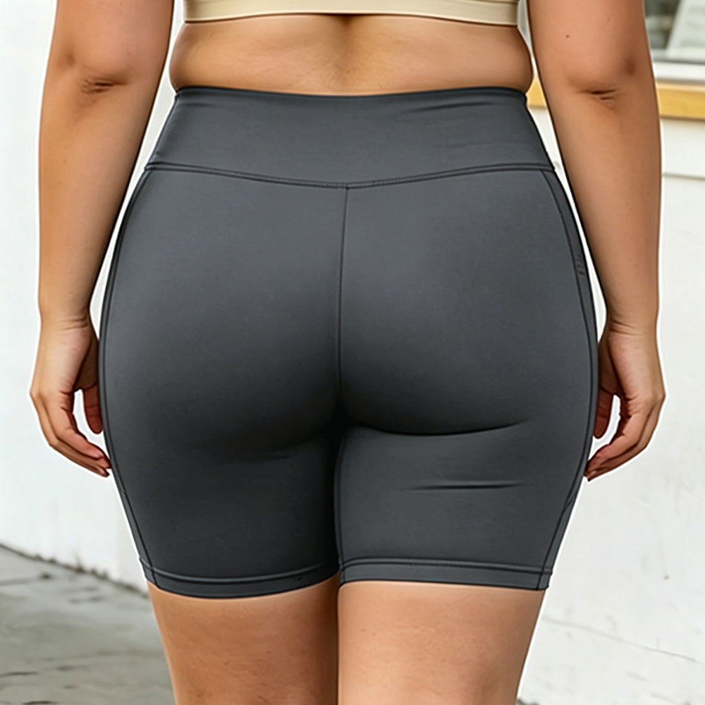 Large-sized yoga shorts - Personalized handprint pattern and text