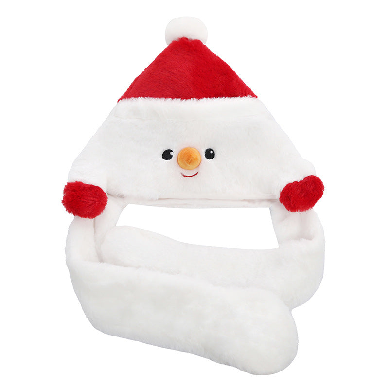 Santa Airbag Plush Hat, Press Ears Move Christmas Santa Hat, Funny Interactive Xmas Party Costume Hat for Adults