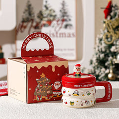 Santa Lid Christmas Mug – Ceramic Holiday Cocoa Cup That Comes Ready to Gift