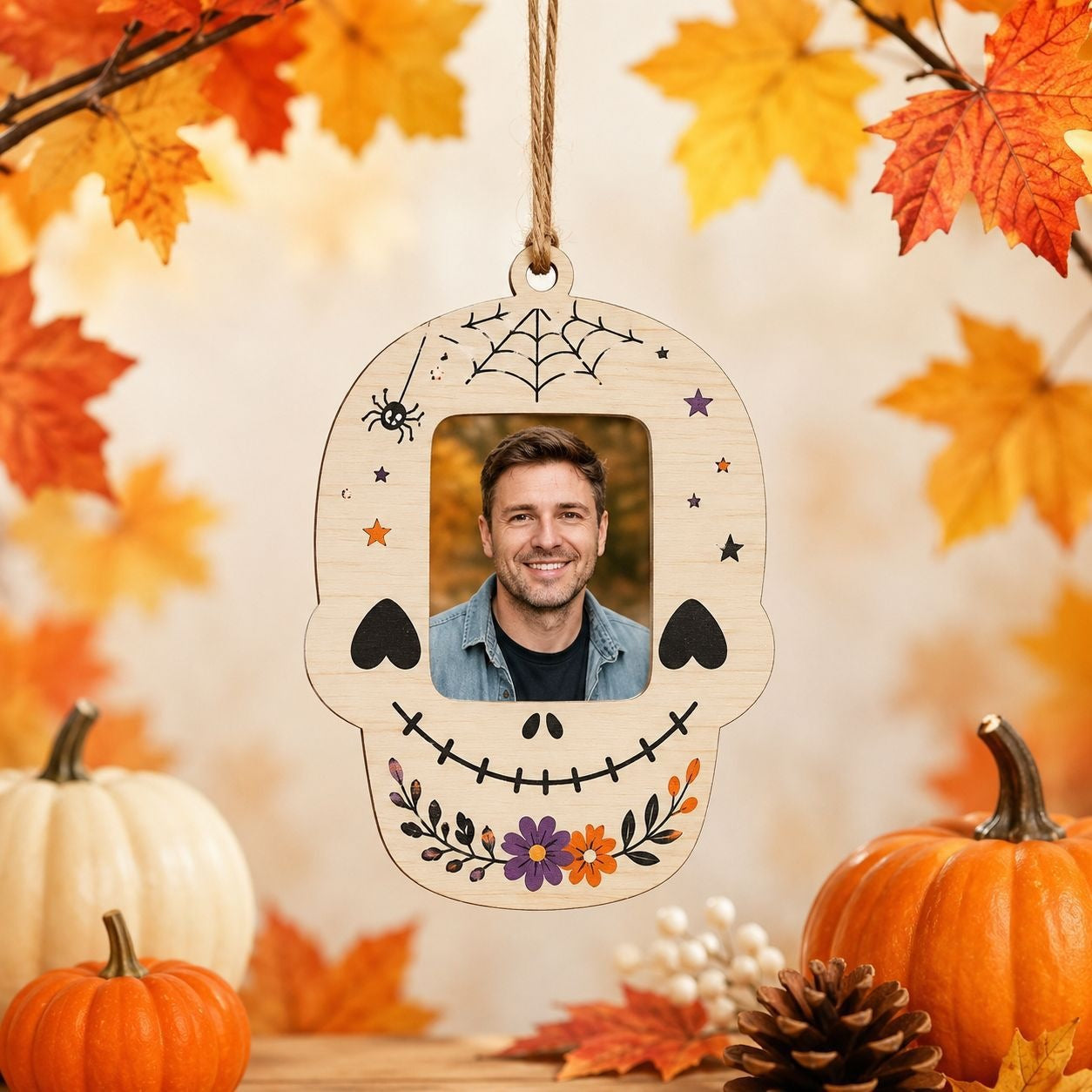 Halloween wooden photo frame decorations, wall-mounted photo frames, suitable for indoor decoration