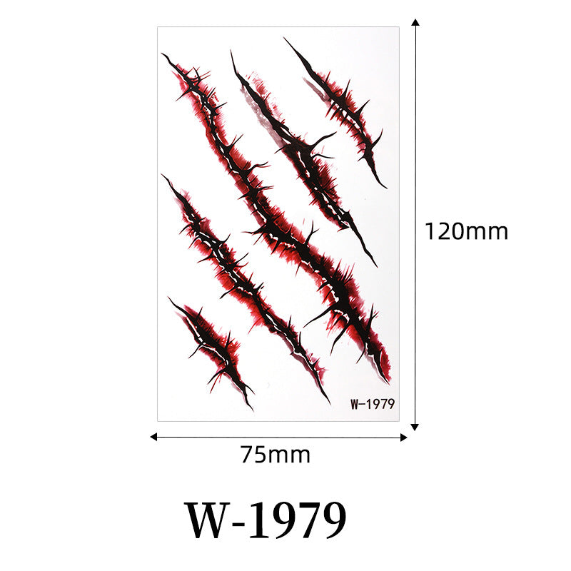 Halloween horror surgical thread wound tattoo sticker