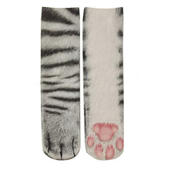 3D Animal Paw Print Socks, Novelty Realistic Animal Feet Crew Socks, Funny Tiger Cat Dog Paw Socks for Halloween Cosplay Party, Prank Gift for Men Women