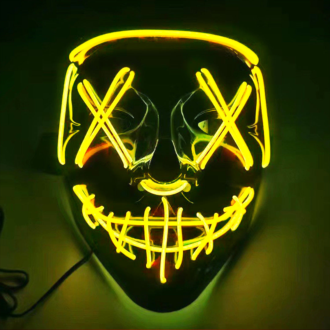 Halloween Purge LED Light Up Mask, Scary X‑Eyes EL Wire Glowing Mask for Cosplay Party Costume