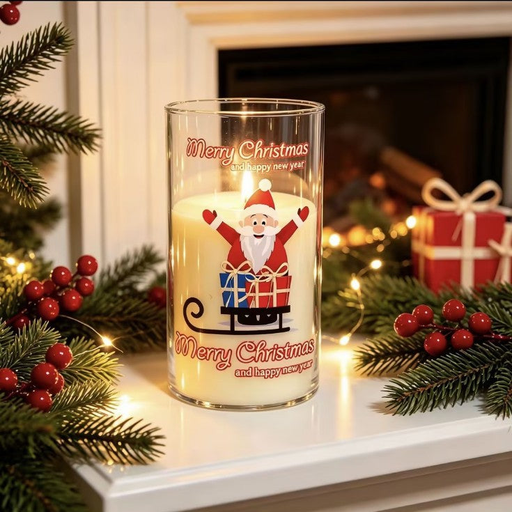 Christmas electronic candle holder -  LED decorative item - Santa Claus, snowman and reindeer pattern gift