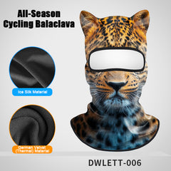 All-Season Cycling Balaclava Face Mask – Breathable Ice Silk & Thermal Velvet Ski Mask, Full Coverage Animal Print Neck Gaiter for Men Women, Motorcycle Helmet Liner for Skiing Riding Hiking