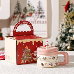 Santa Lid Christmas Mug – Ceramic Holiday Cocoa Cup That Comes Ready to Gift