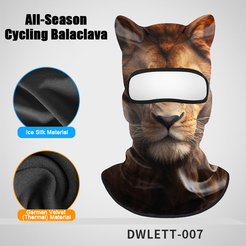All-Season Cycling Balaclava Face Mask – Breathable Ice Silk & Thermal Velvet Ski Mask, Full Coverage Animal Print Neck Gaiter for Men Women, Motorcycle Helmet Liner for Skiing Riding Hiking