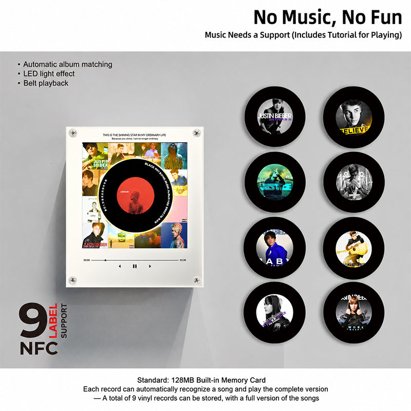 NFC-powered music fridge sticker with vinyl record rotating night light magnetic DIY song