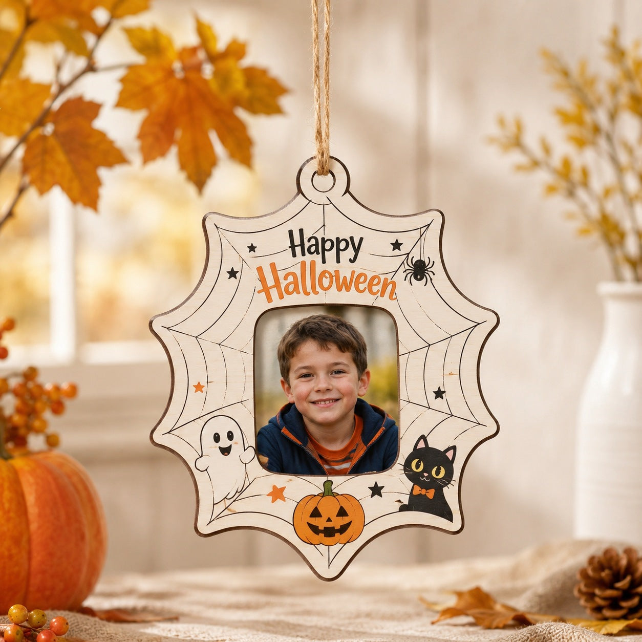 Halloween wooden photo frame decorations, wall-mounted photo frames, suitable for indoor decoration