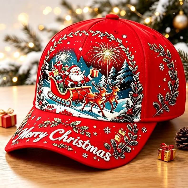 Christmas full-color digital printed baseball cap, Santa Claus, elk, gingerbread man, holiday beanie hat