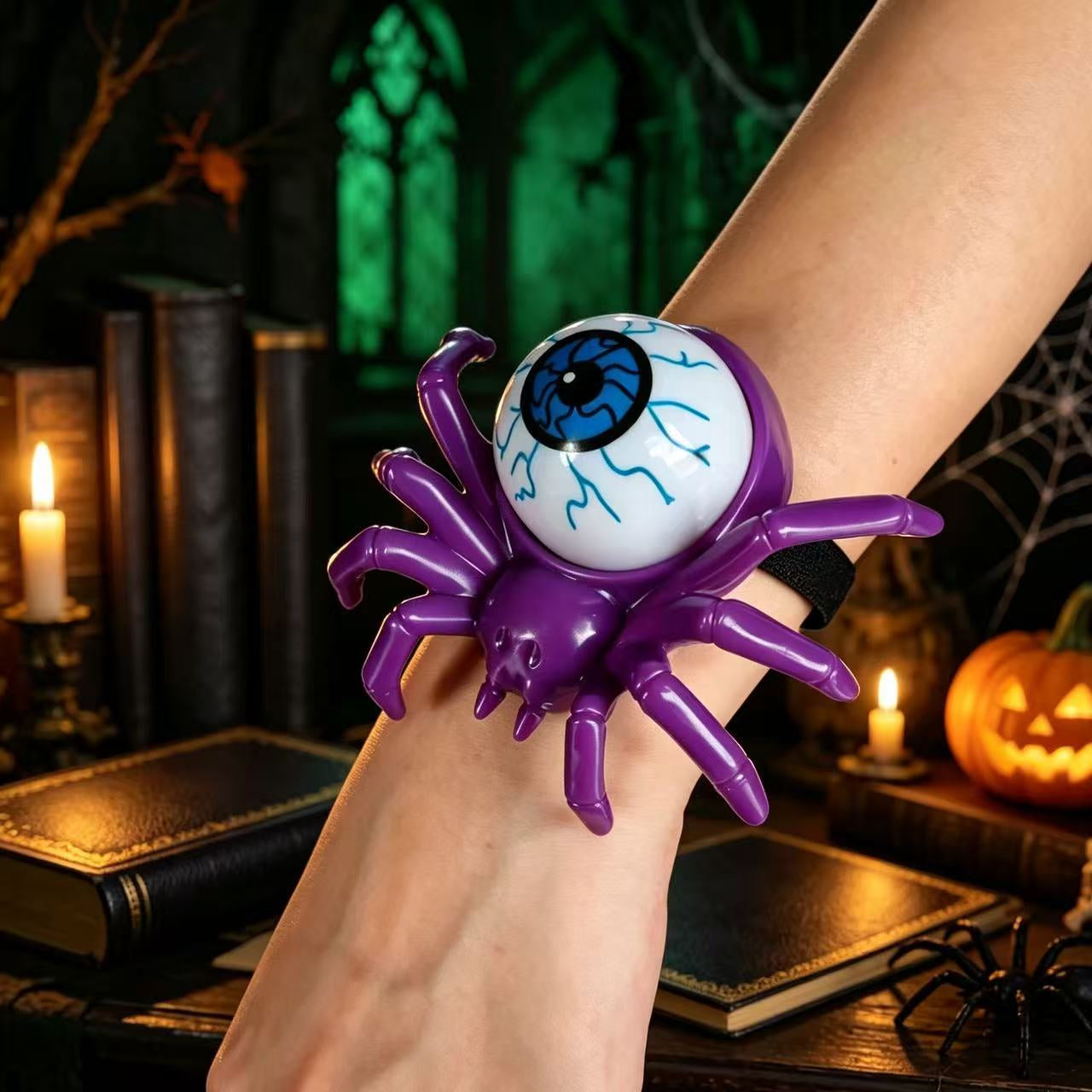 Halloween glowing spider lantern, eye-shaped candles, skull wristbands, handbands lights