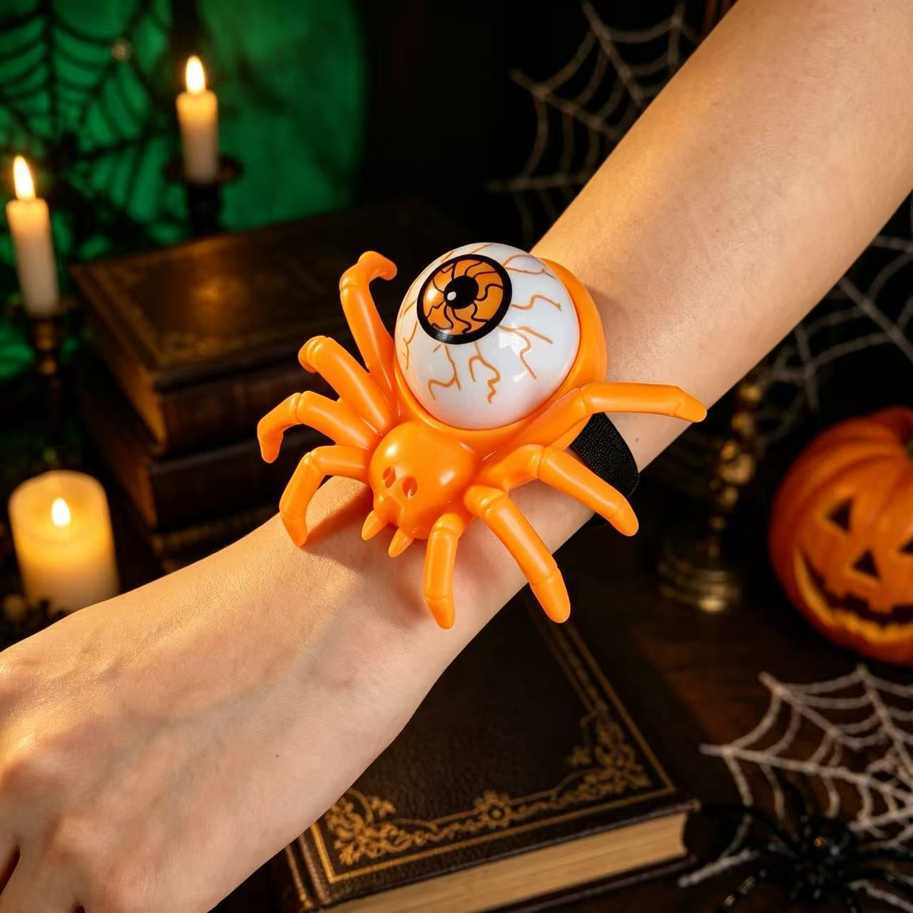 Halloween glowing spider lantern, eye-shaped candles, skull wristbands, handbands lights