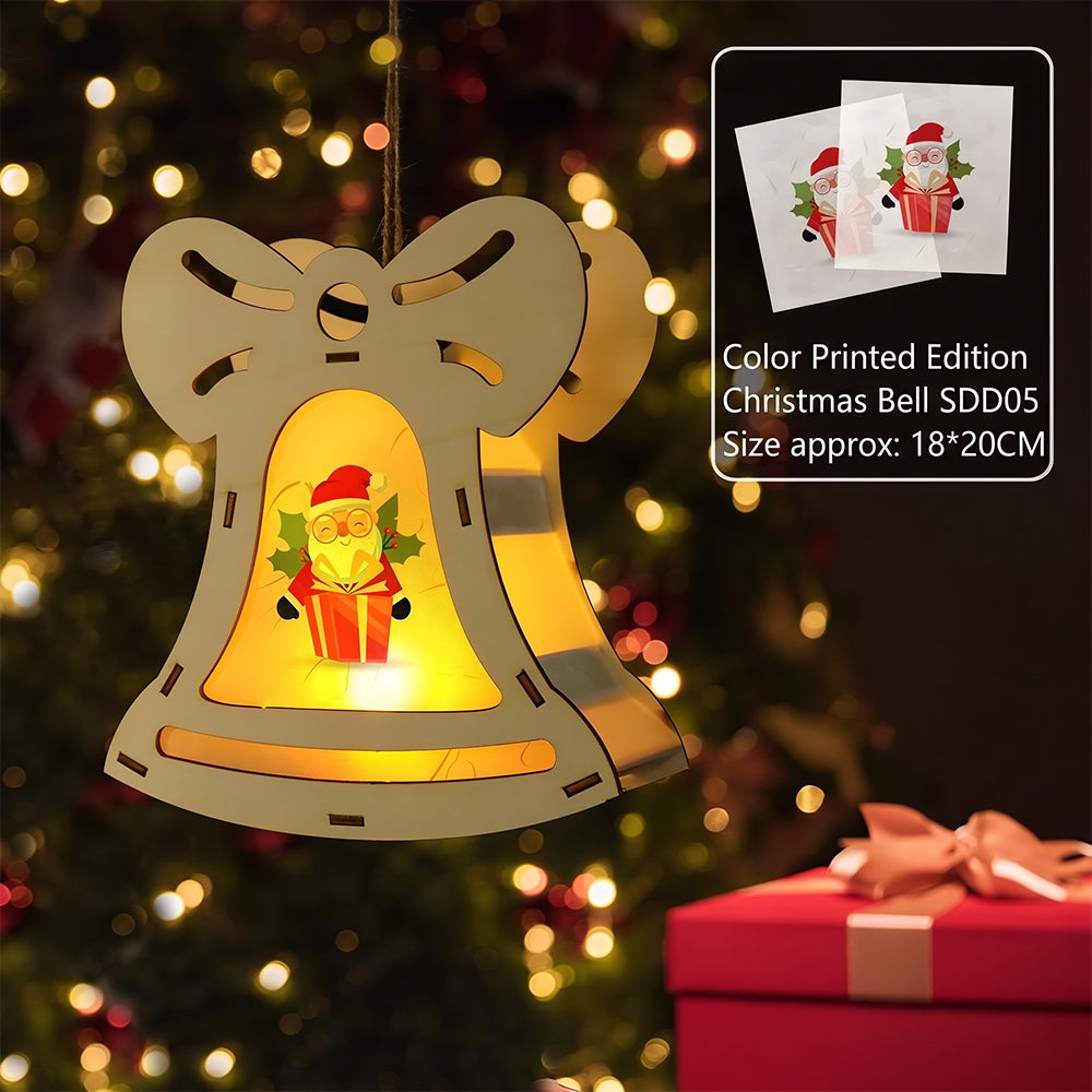 Lighted Wooden Reindeer Christmas Ornament, DIY Color Painting Elk Hanging Lamp, LED Wooden Christmas Tree Hanging Decoration for Holiday Decor