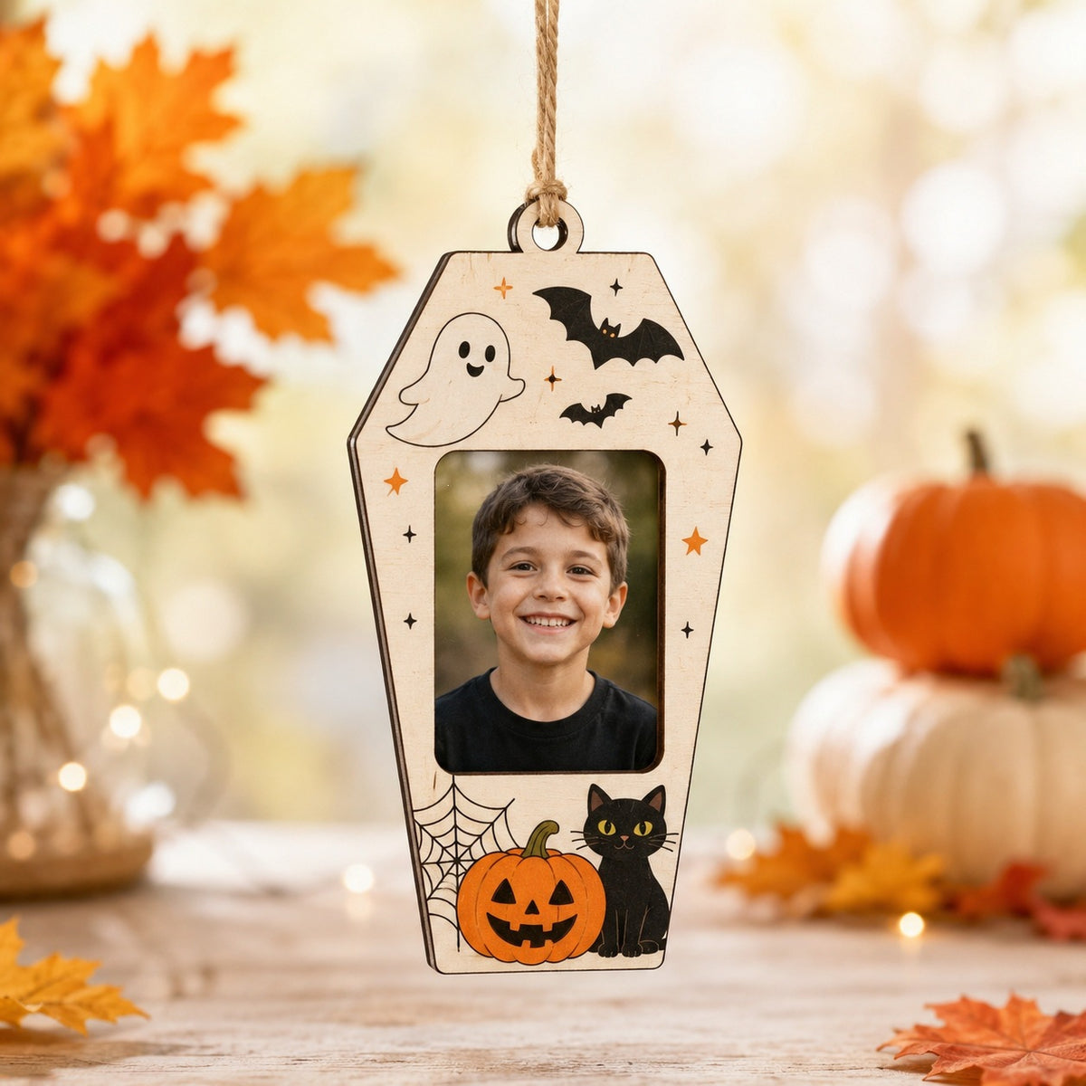 Halloween wooden photo frame decorations, wall-mounted photo frames, suitable for indoor decoration