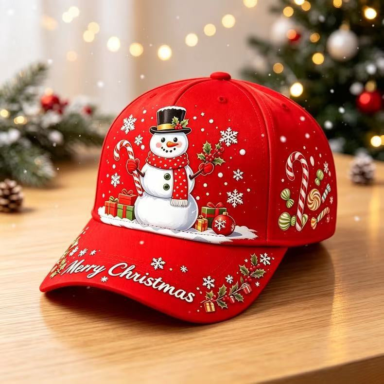 Christmas full-color digital printed baseball cap, Santa Claus, elk, gingerbread man, holiday beanie hat