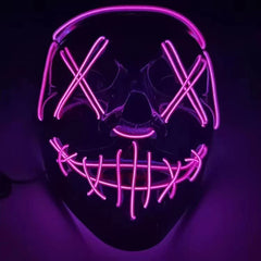 Halloween Purge LED Light Up Mask, Scary X‑Eyes EL Wire Glowing Mask for Cosplay Party Costume