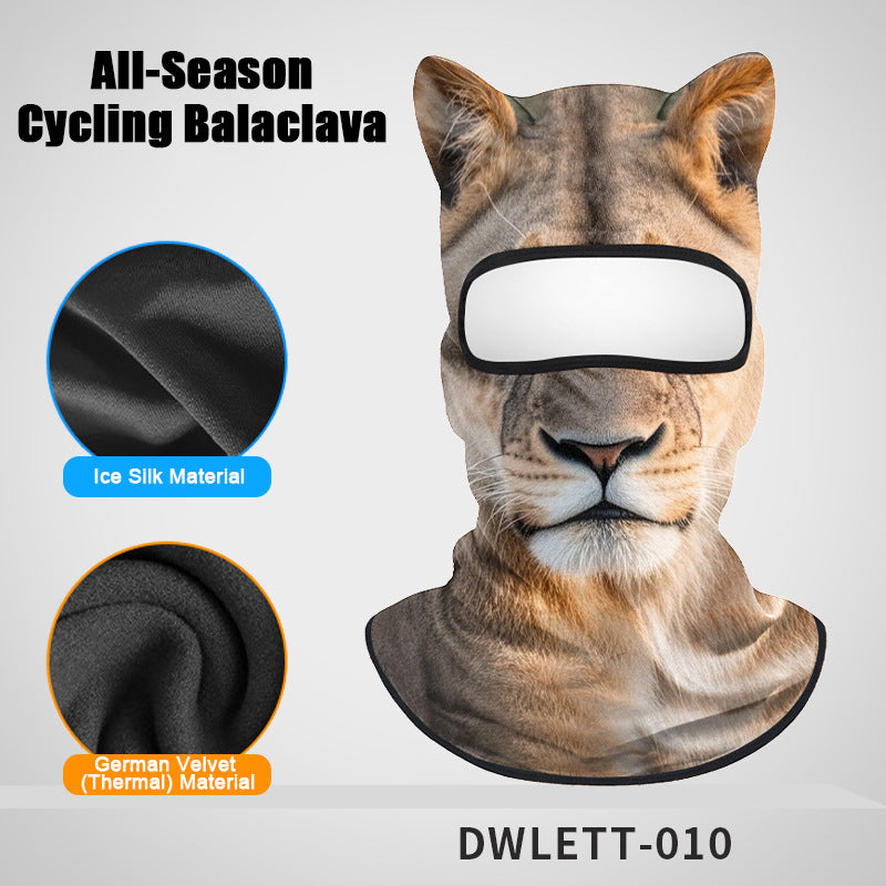 All-Season Cycling Balaclava Face Mask – Breathable Ice Silk & Thermal Velvet Ski Mask, Full Coverage Animal Print Neck Gaiter for Men Women, Motorcycle Helmet Liner for Skiing Riding Hiking