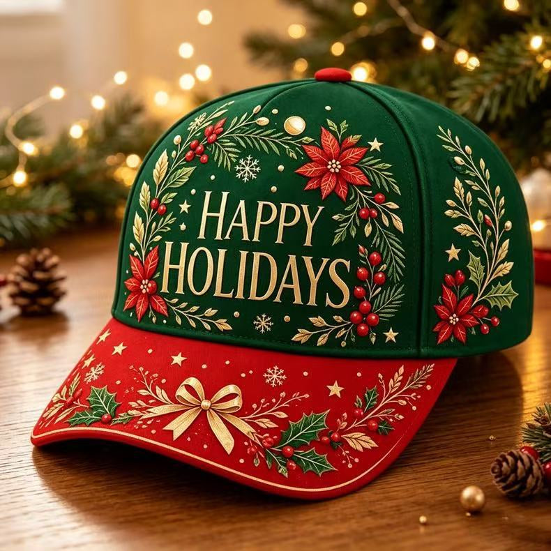 Christmas full-color digital printed baseball cap, Santa Claus, elk, gingerbread man, holiday beanie hat