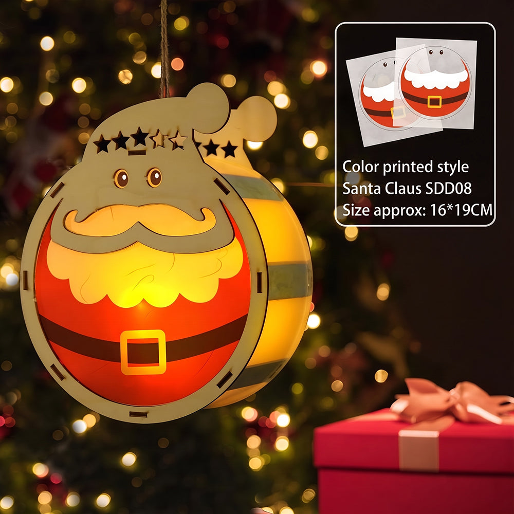 Lighted Wooden Reindeer Christmas Ornament, DIY Color Painting Elk Hanging Lamp, LED Wooden Christmas Tree Hanging Decoration for Holiday Decor