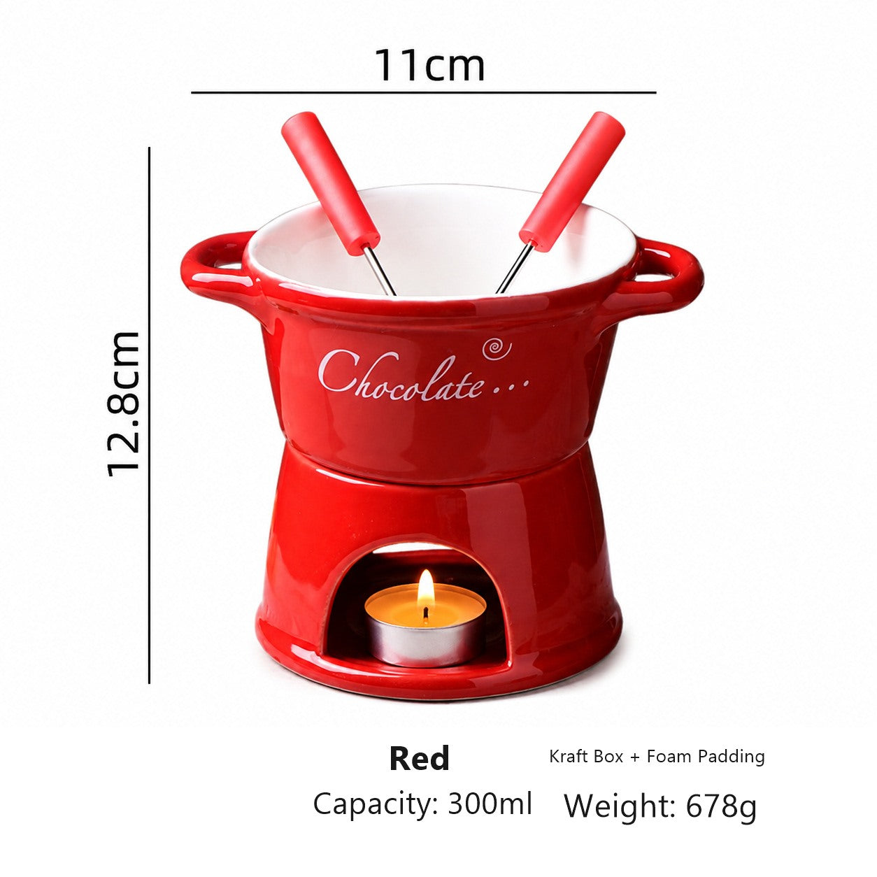 Christmas chocolate melting stove ceramic hot pot cup, double ear melting pot, suitable for cheese, chocolate, cheese, and a gift for holiday parties