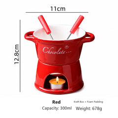 Christmas chocolate melting stove ceramic hot pot cup, double ear melting pot, suitable for cheese, chocolate, cheese, and a gift for holiday parties